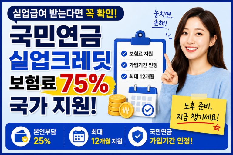 실업급여 받는다면 국민연금도 꼭 챙기세요! 보험료 75% 지원받는 ‘실업크레딧’ 총정리