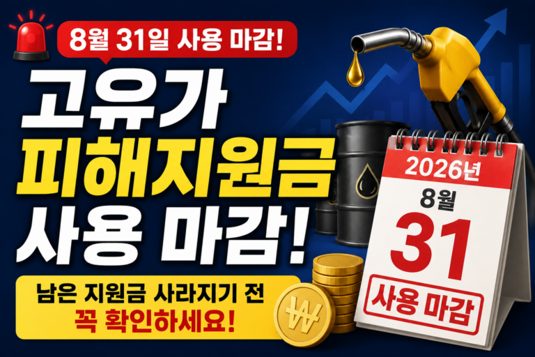 고유가피해지원금 8월 31일 사용 마감! 남은 지원금 사라지기 전 꼭 확인하세요