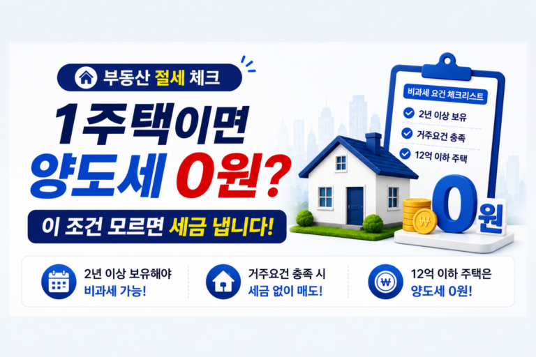 1주택 양도세 비과세 조건 꼭 확인하세요