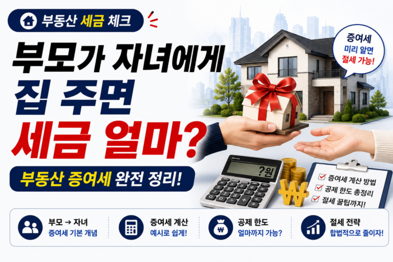 부동산증여세의 모든 것 – 부모가 자녀에게 집 주면 세금 얼마?