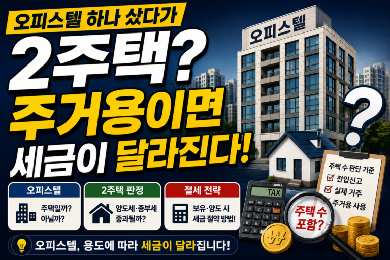 오피스텔주택수 – 오피스텔 하나 샀다가 2주택? 주거용이면 세금이 달라진다.