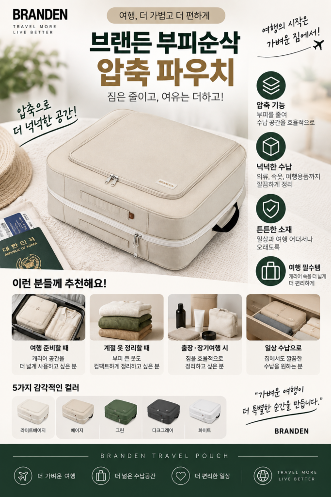 브랜든 압축파우치 부피순삭 의류 이불 다용도 압축 파우치 제품 이미지